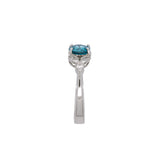 18K White Gold Blue Zircon And Diamond Ring