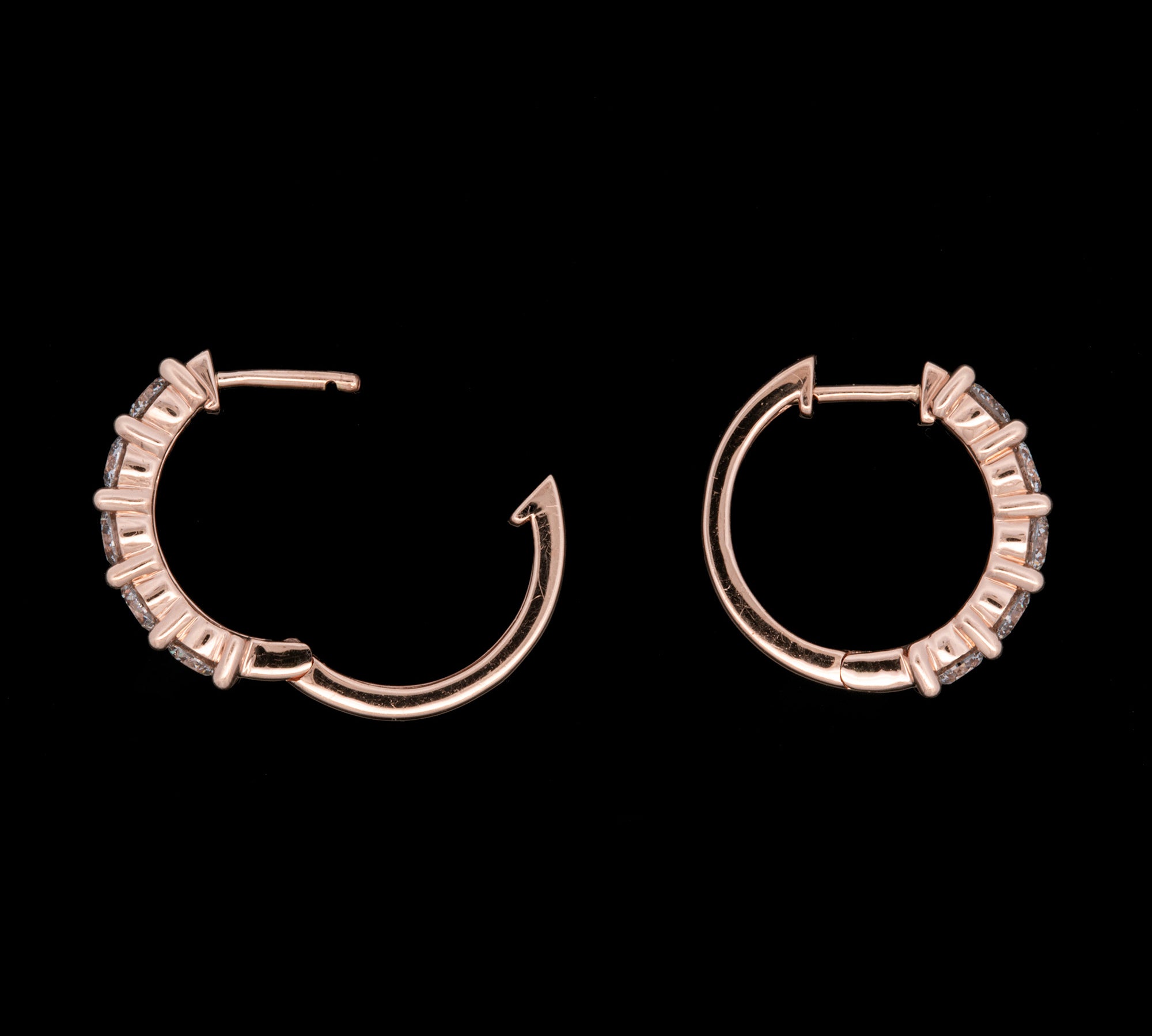 14K Rose Gold 2.00ctw Hoop Earrings