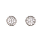 14K White Gold Cluster Diamond Stud Earrings With Diamond Halo