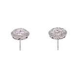 14K White Gold Cluster Diamond Stud Earrings With Diamond Halo