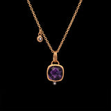 22K And 18K Yellow Gold Amethyst And Diamond Accent Pendant With 20 Inch Chain