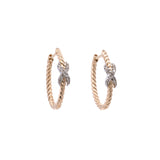 14K Yellow Gold Diamond "X" Hoop Earrings