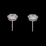 18K White Gold Illusion Set Diamond Halo Stud Earrings