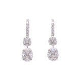 18K White Gold Hanging Illusion Set Diamond Earrings