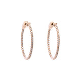 14K Yellow Gold 1.00ctw Diamond Hoop Earrings, 28mm