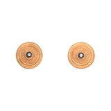 Sterling Silver And 24K Yellow Gold Classic Circular Stud Earring With Diamond Accent