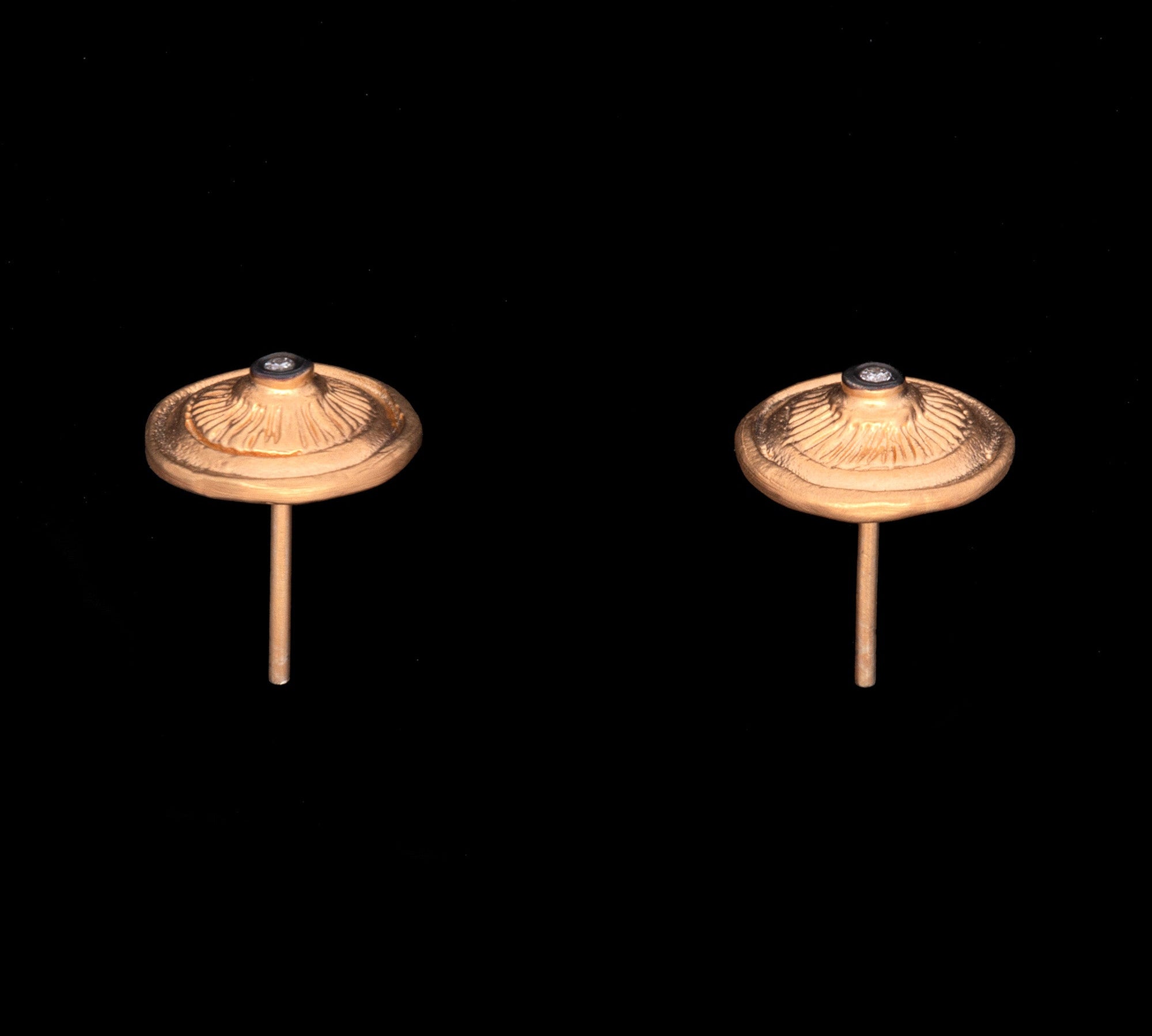 Sterling Silver And 24K Yellow Gold Classic Circular Stud Earring With Diamond Accent
