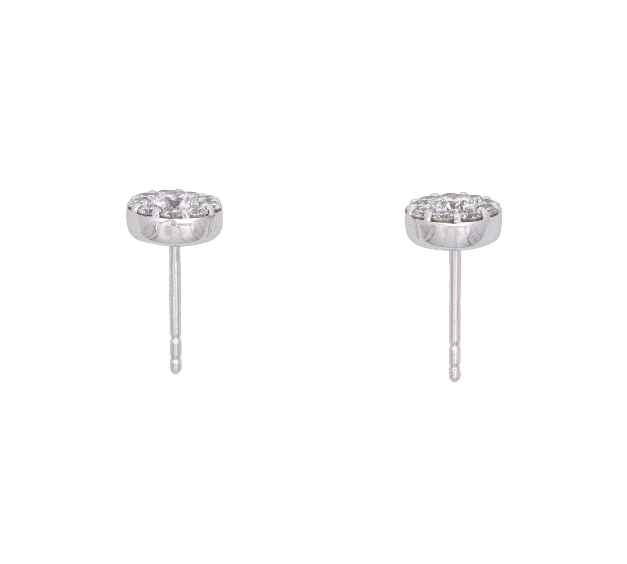 14K White Gold Diamond Cluster Stud Earrings