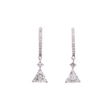18K White Gold Hanging Trillion Cut Diamond Earrings