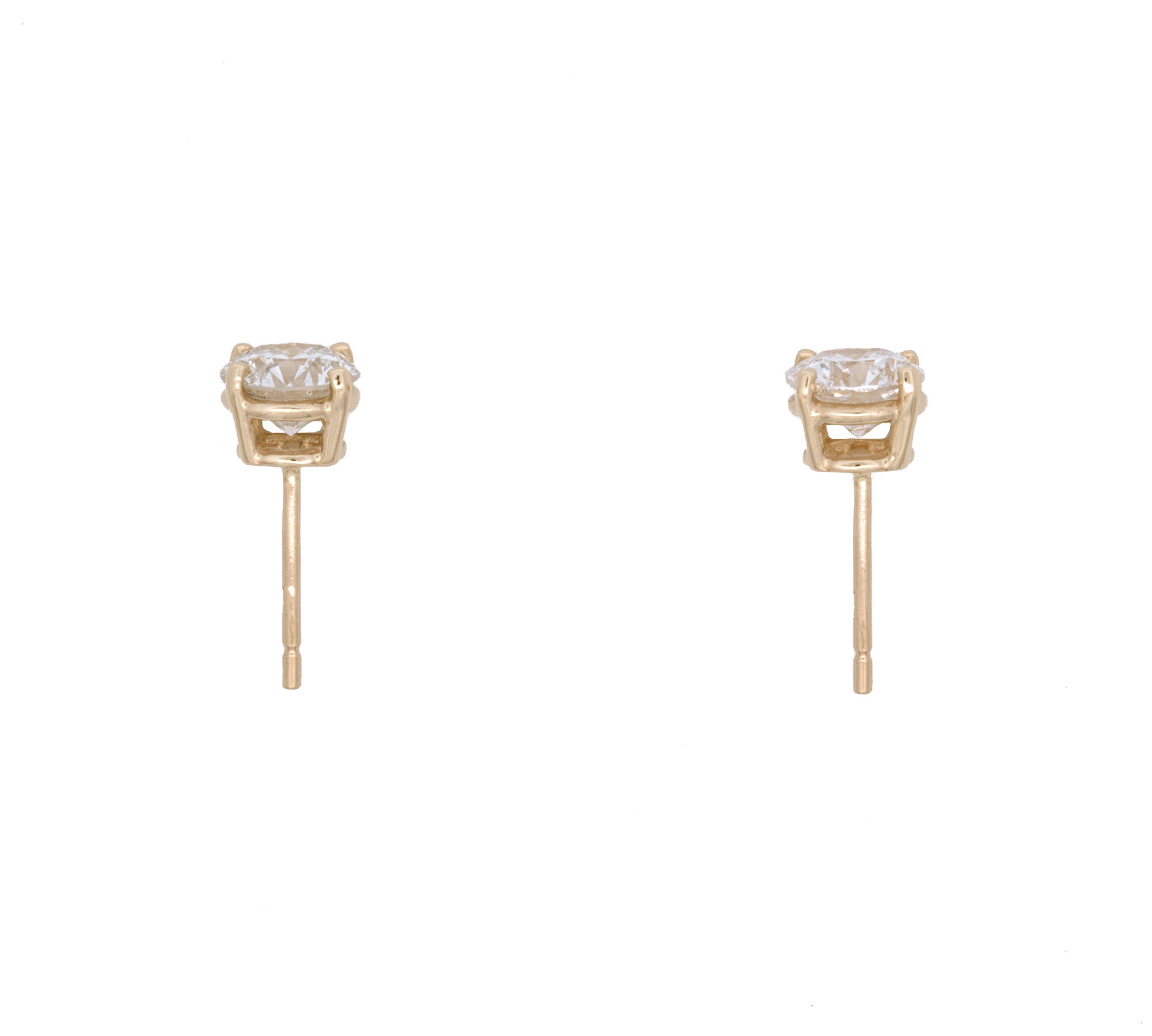 14K Yellow Gold Four-Prong 1.78ctw Diamond Stud Earrings