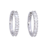14K White Gold Emerald Cut 2.70ctw Diamond Hoop Earrings