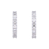14K White Gold Emerald Cut 2.70ctw Diamond Hoop Earrings