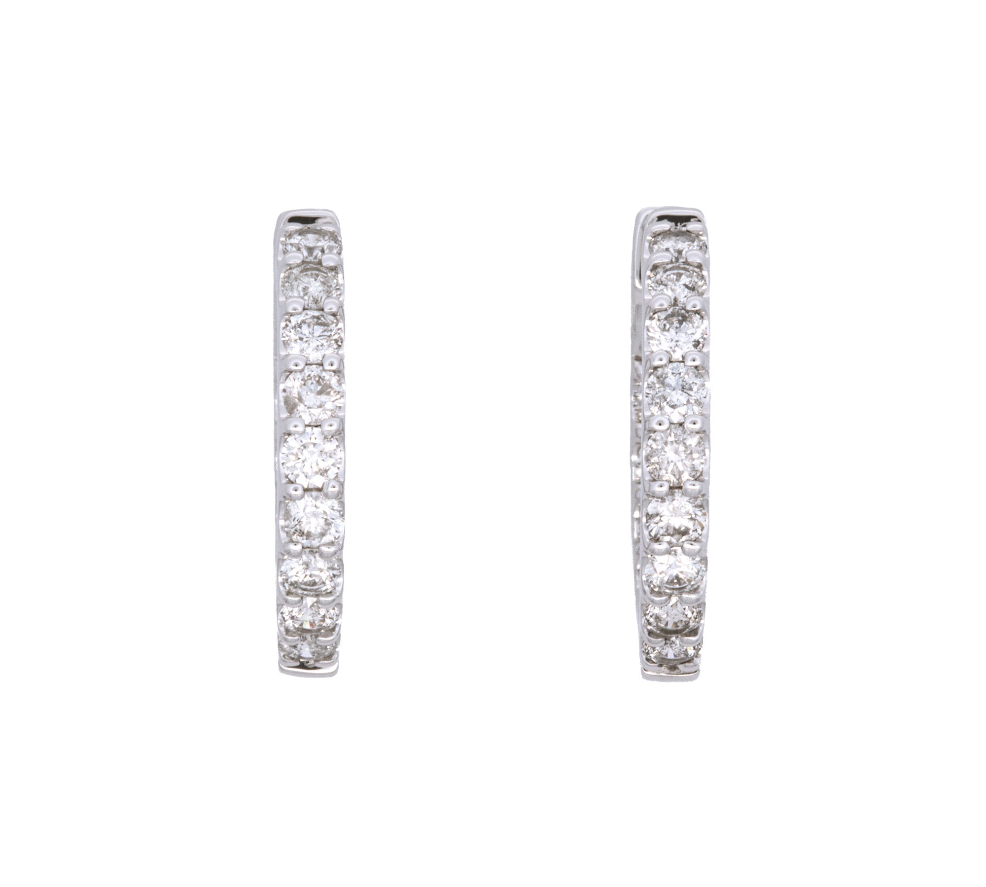 14K White Gold 2.00ctw Diamond Hoop Earrings, 22mm