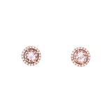 14K Rose Gold Morganite And Diamond Halo Stud Earring