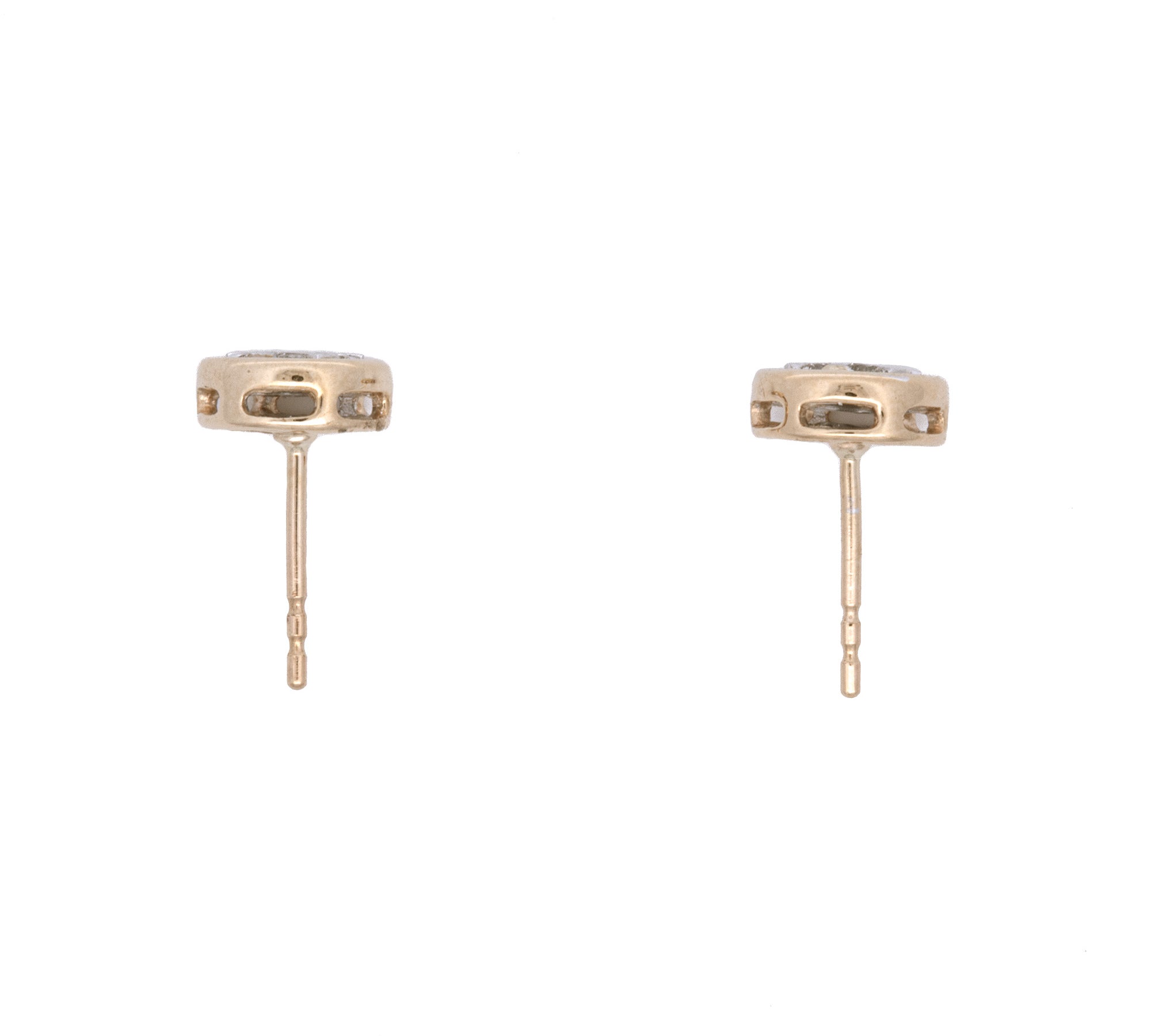 14K Yellow Gold Diamond Cluster Stud Earring