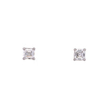 Platinum Four Prong Set Square Emerald Cut 1.15ctw Diamond Stud Earrings