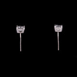 Platinum Four Prong Set Square Emerald Cut 1.15ctw Diamond Stud Earrings
