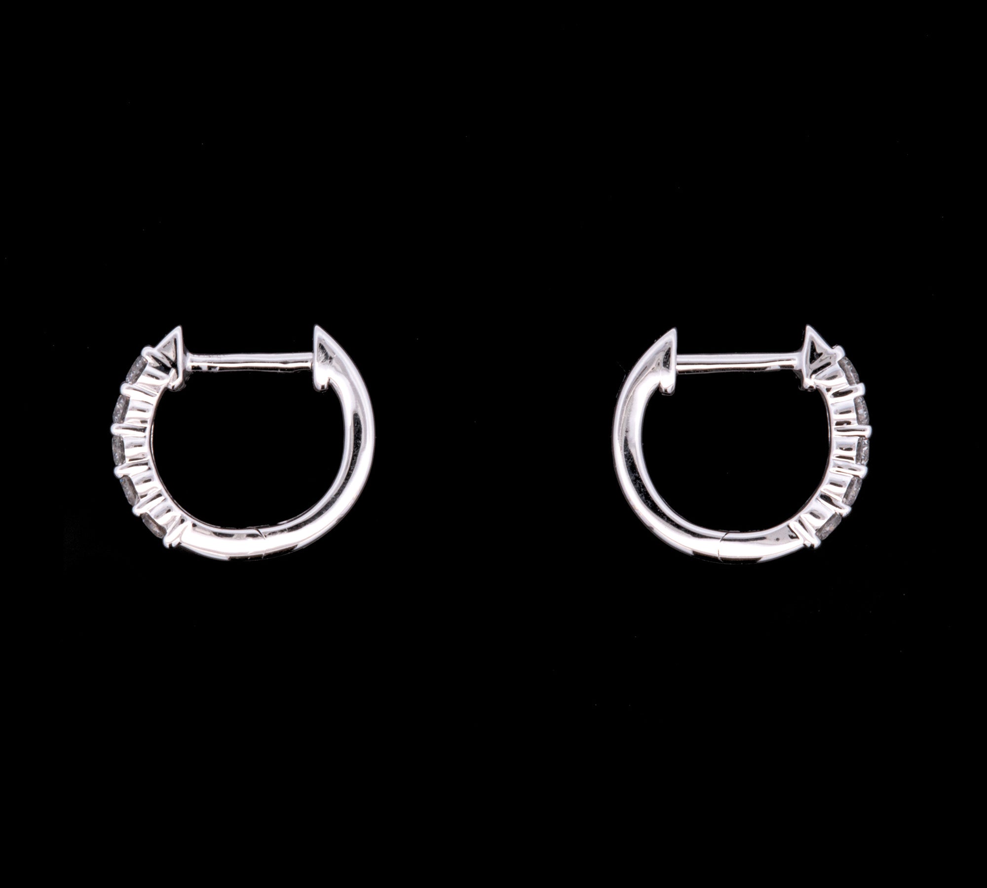 14K White Gold 0.25ctw Diamond Huggie Earrings, 11mm
