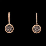 14K Yellow Gold White And Mocha Diamond Disk Earrings