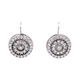 18K White Gold Diamond Circle Dangle Earrings