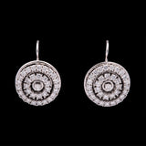 18K White Gold Diamond Circle Dangle Earrings
