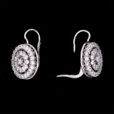 18K White Gold Diamond Circle Dangle Earrings