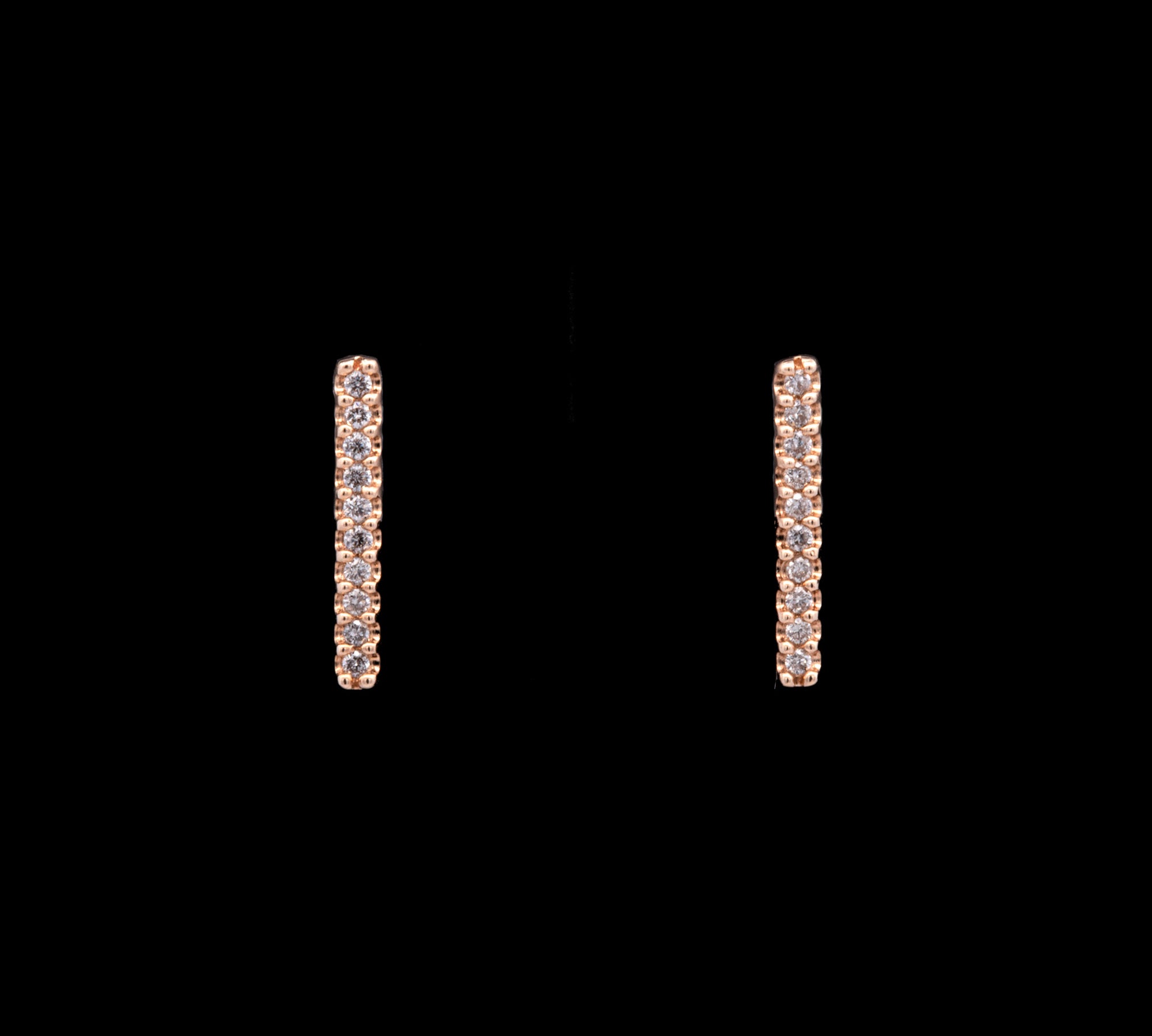14K Yellow Gold Diamond Bar Stud Earrings