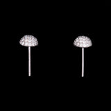 14K White Gold Pave Half Ball Stud Earrings