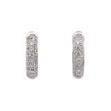 14K White Gold Pave Diamond Huggie Earrings