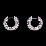 14K White Gold Pave Diamond Huggie Earrings