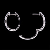 18K White Gold Baguette And Round Diamond Hoop Earrings