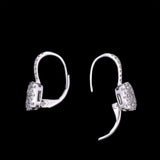 14K White Gold Hanging Diamond Cluster Drop Earrings