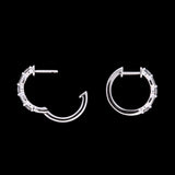 14K White Gold Round And Baguette Diamond Hoop Earrings