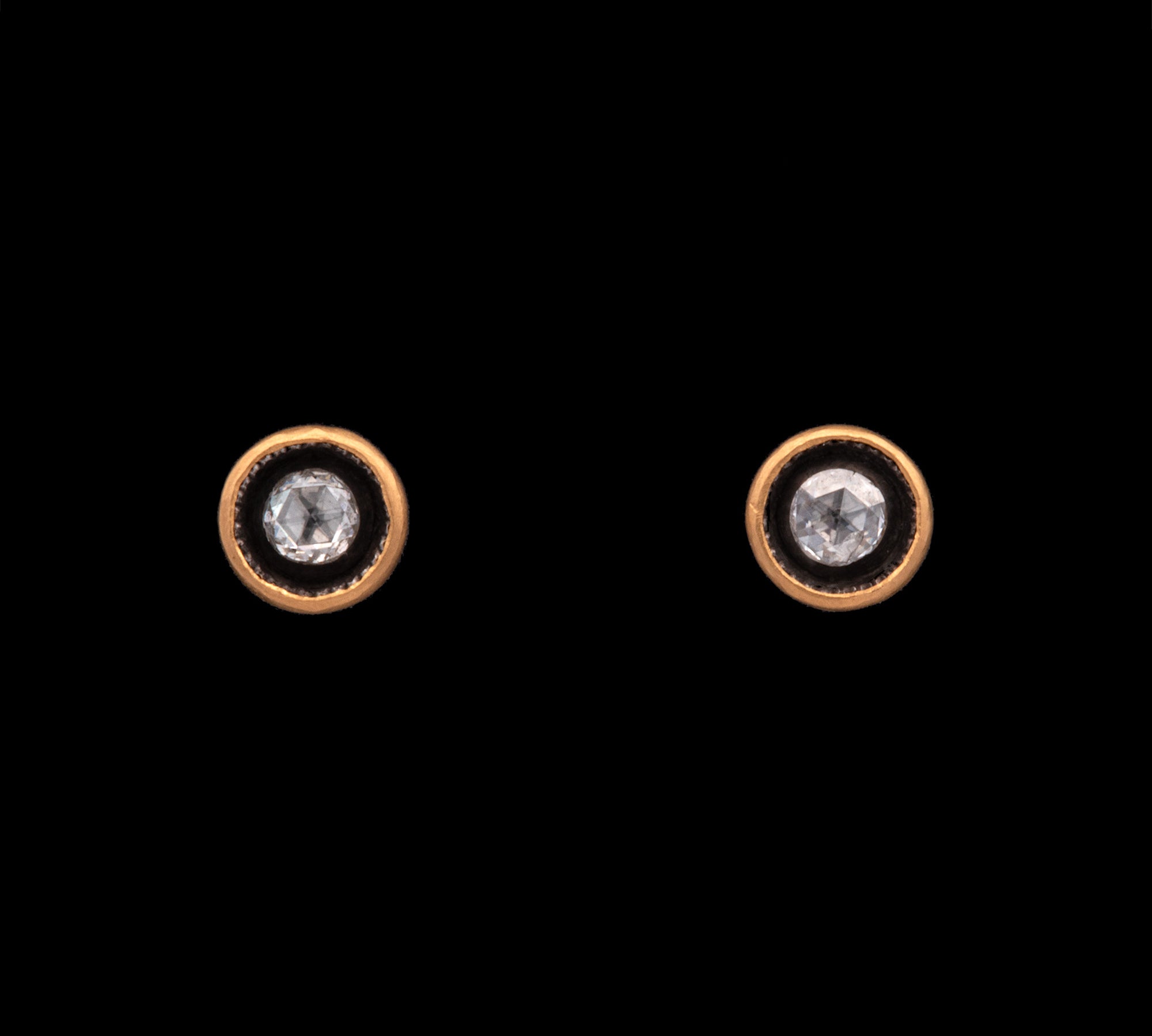 24K Yellow Gold And Sterling Silver 0.20ctw Diamond Stud Earrings