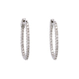 14K White Gold 1.50ctw Diamond Inside Out Oval Hoop Earrings, 29mm
