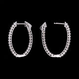 14K White Gold 1.50ctw Diamond Inside Out Oval Hoop Earrings, 29mm