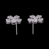 18K White Gold Diamond Flower Stud Earrings