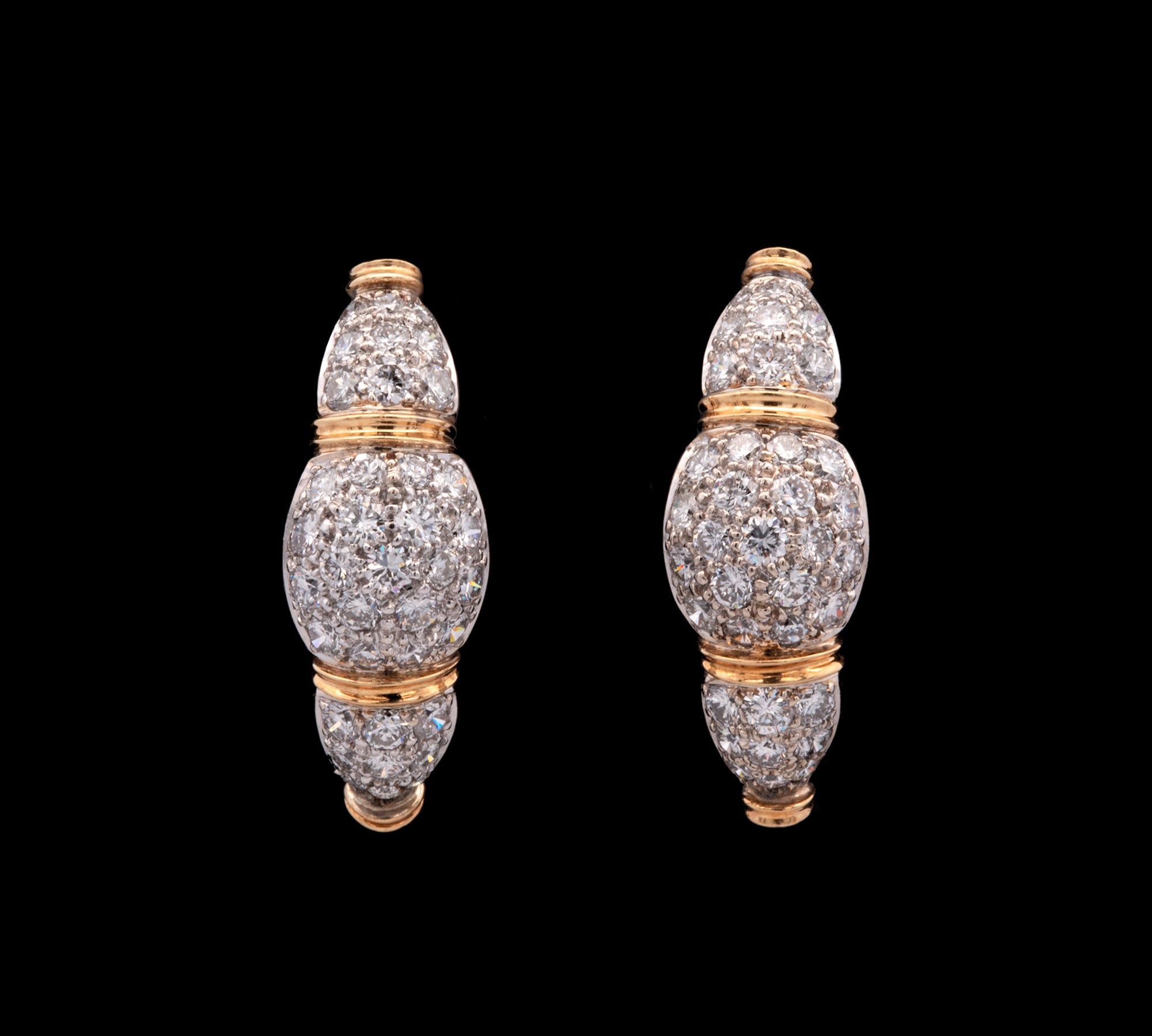 18K White And Yellow Gold Pave Diamond Earrings