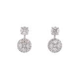 18K White Gold Diamond Hanging Stud Earrings