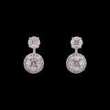 18K White Gold Diamond Hanging Stud Earrings