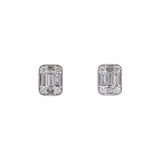 14K White Gold Diamond Stud Earrings