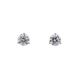 14K White Gold Three Prong Martini Set 2.08ctw Diamond Stud Earrings