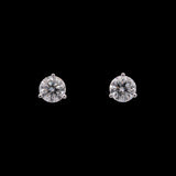 14K White Gold Three Prong Martini Set 2.08ctw Diamond Stud Earrings