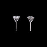 14K White Gold Three Prong Martini Set 2.08ctw Diamond Stud Earrings