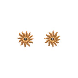 22K Yellow Gold And Sterling Silver Diamond Sunburst Stud Earrings