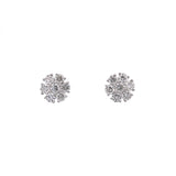 14K White Gold 1.05ctw Diamond Cluster Stud Earrings