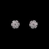14K White Gold 1.05ctw Diamond Cluster Stud Earrings