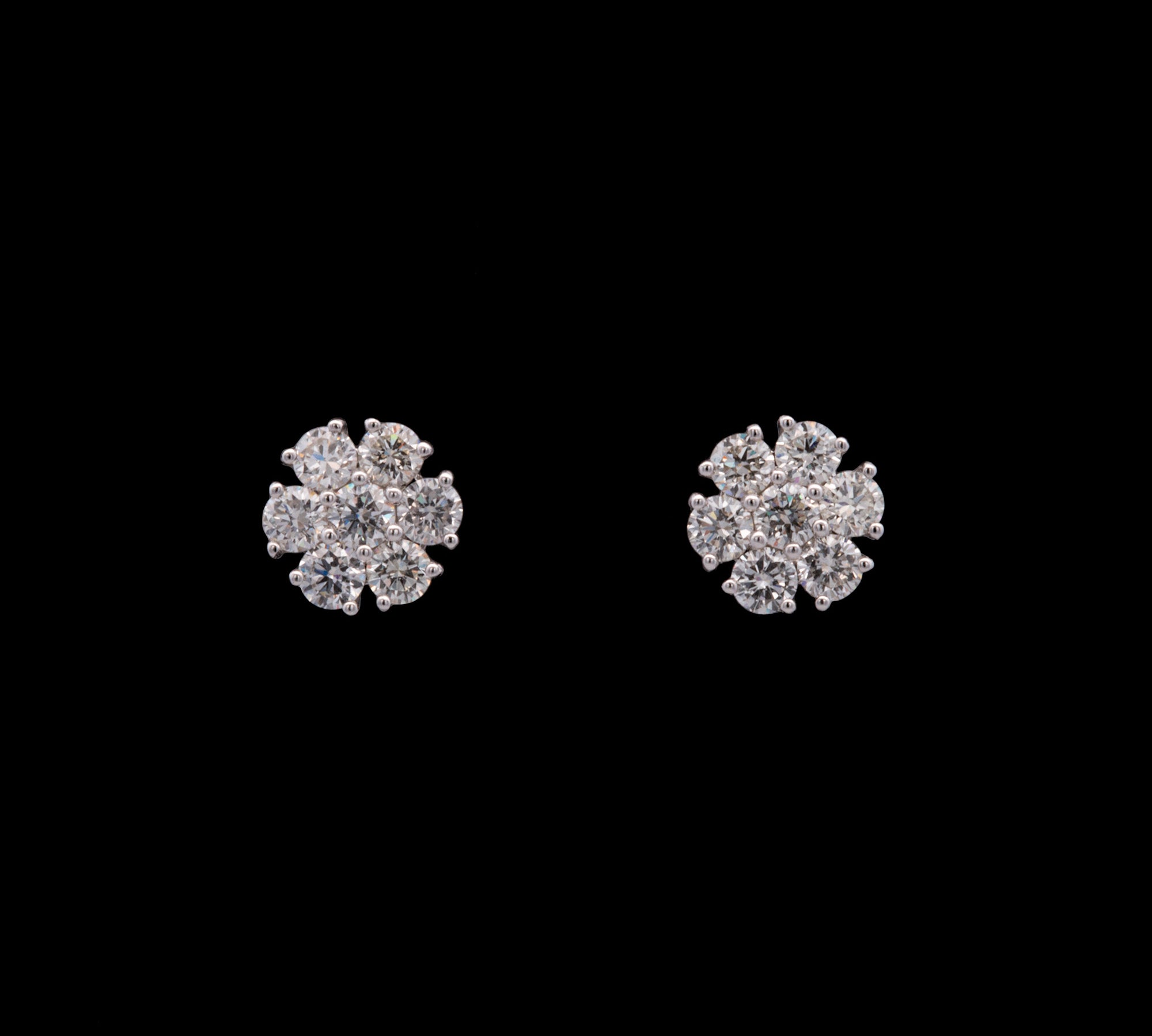 14K White Gold 1.05ctw Diamond Cluster Stud Earrings