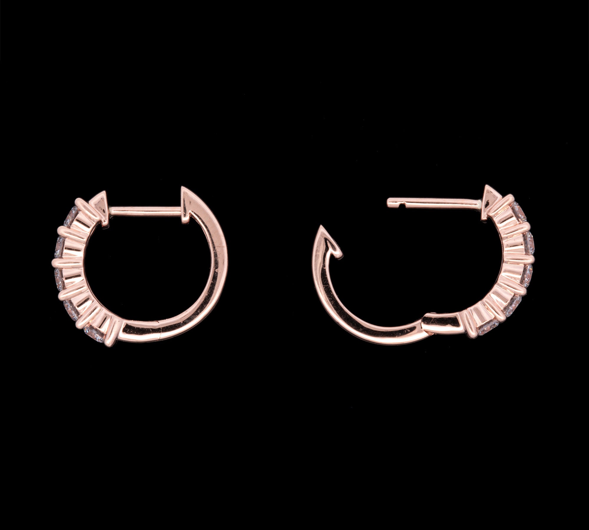 14K Rose Gold 1.00ctw Diamond Hoop Earrings