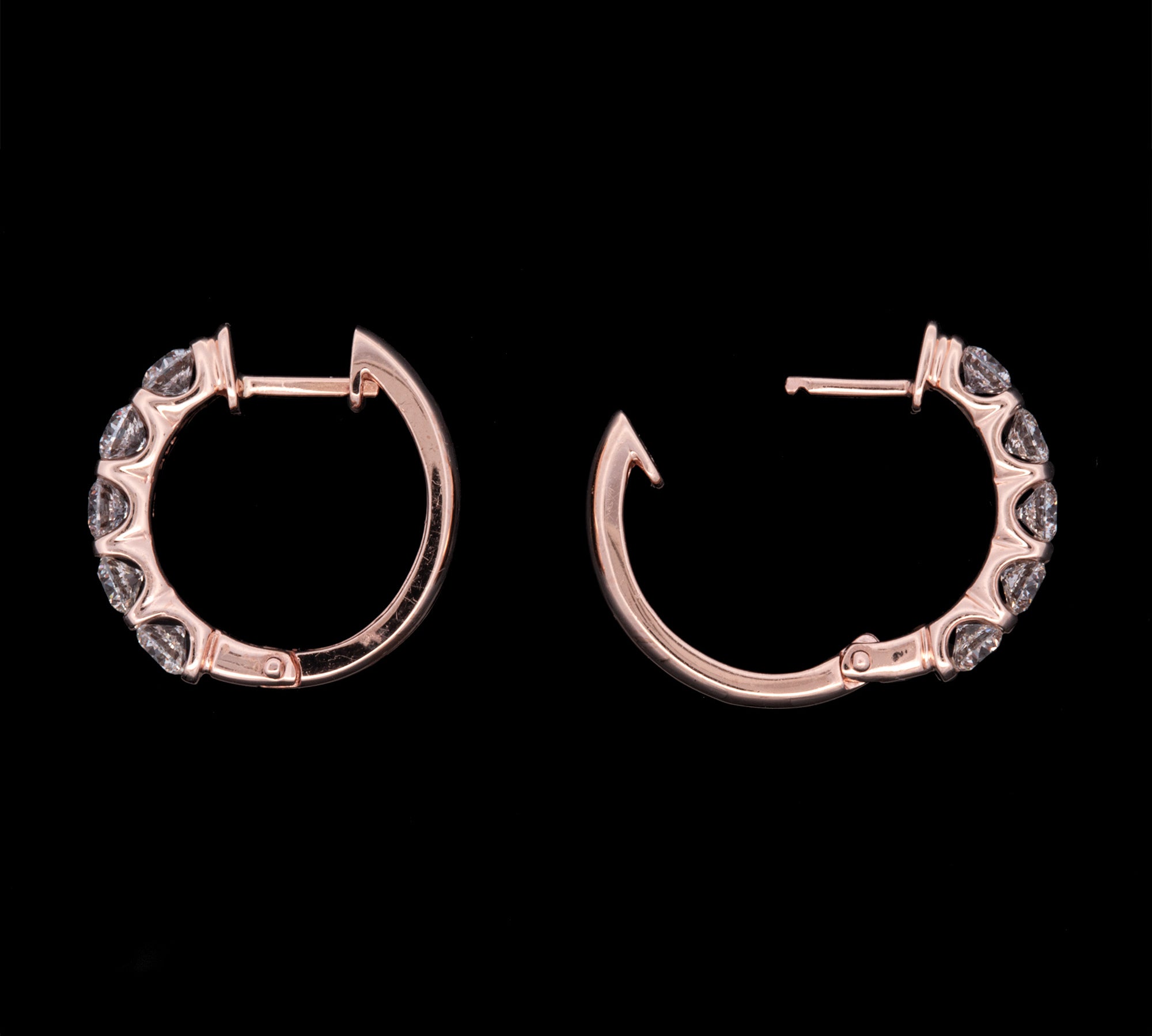 14K Rose Gold 2.00ctw Diamond Hoop Earrings